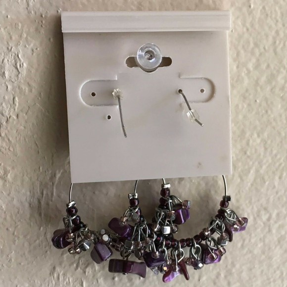 Lifestyle Studios Genuine Shell Hoop Earrings - Purples - Picture 4 of 4